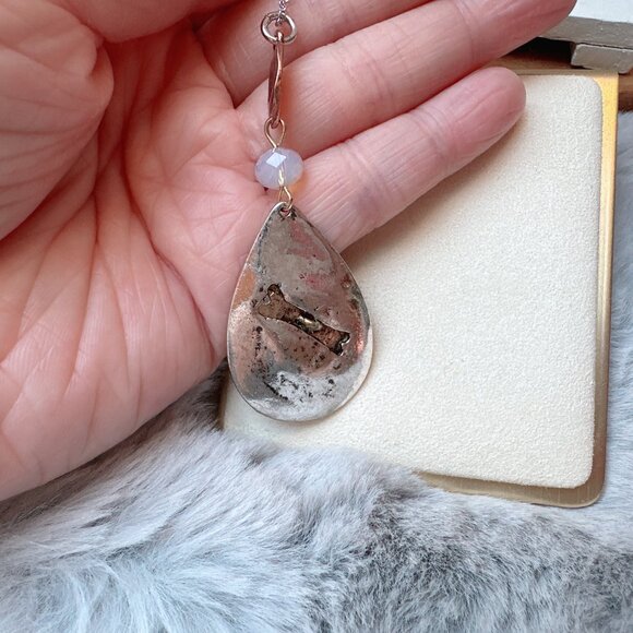 Antique Gold Dragonfly Botanical Pendant Necklace - Picture 3 of 5